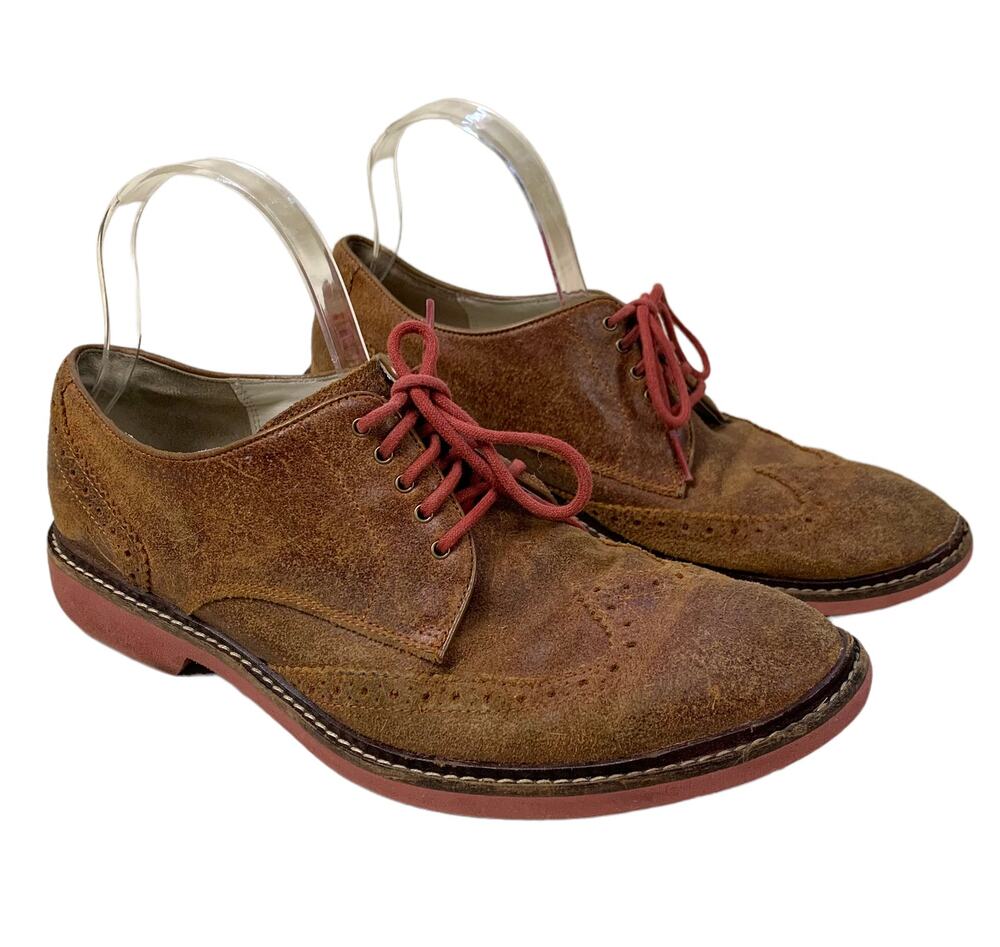 Cole Haan Nike Air Wingtip Rough Brown Leather Red Rubber Sole Oxford Shoes 8.5